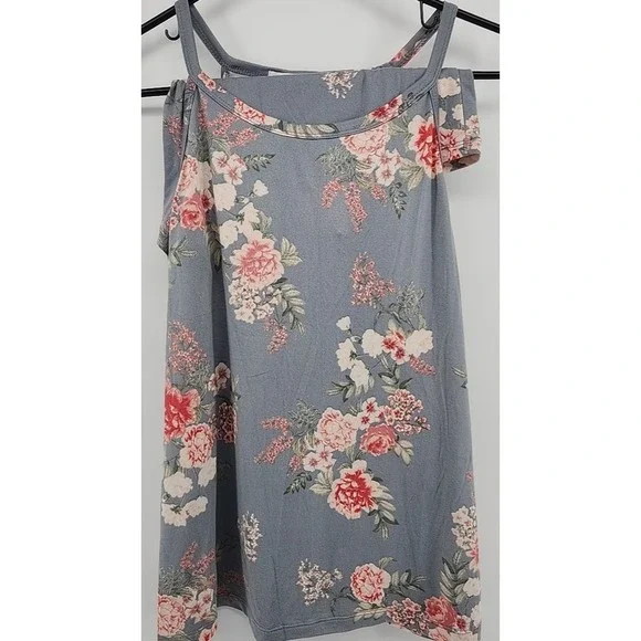 Flora Nikrooz Silky Floral Shorts Cami 2-Piece Pajama Set Sz L Grey Feminine - Picture 1 of 7